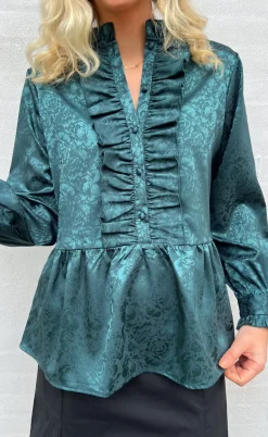 Say INA Copenhagen Skjorte - Evie - Dark Green Flower