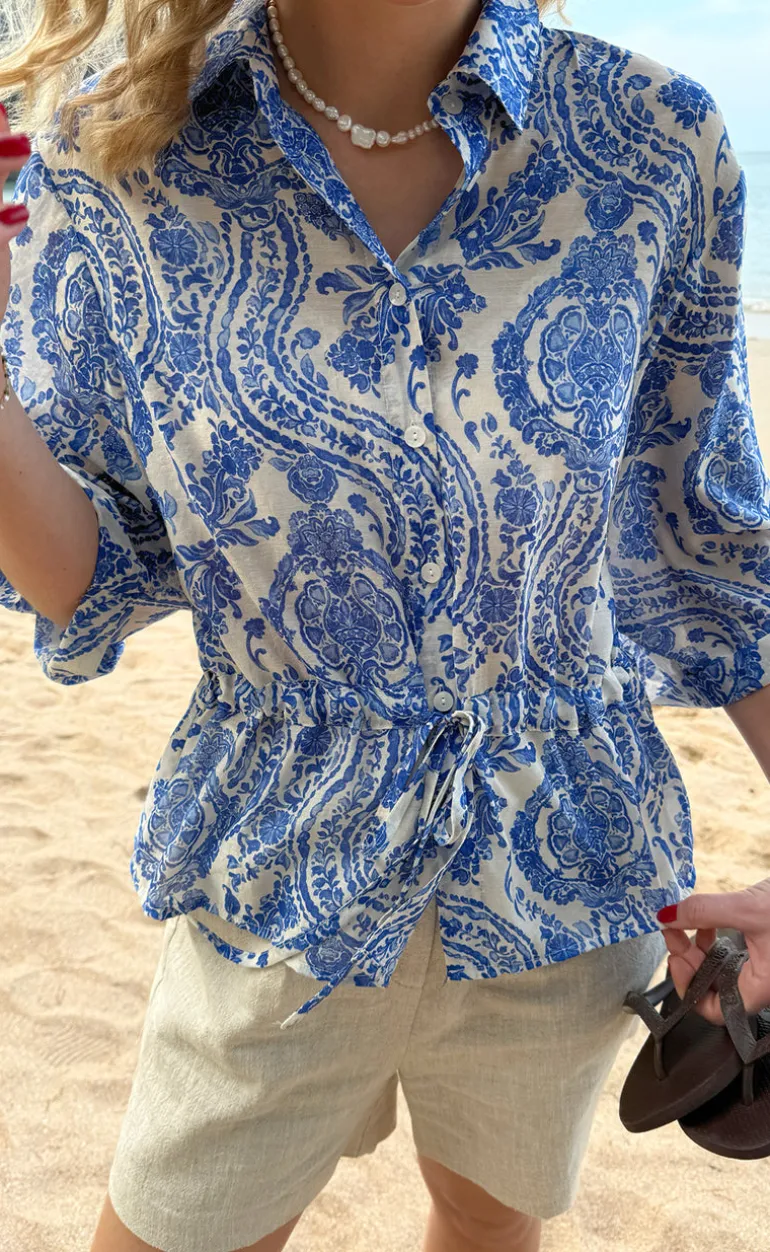 Say INA Copenhagen Skjorte - Liana - Blue Paisley