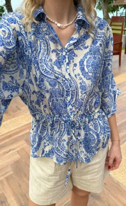 Say INA Copenhagen Skjorte - Liana - Blue Paisley