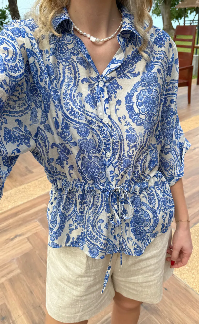 Say INA Copenhagen Skjorte - Liana - Blue Paisley