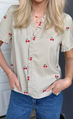 Say INA Copenhagen Top - Catja - Sand W. Cherries