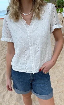 Say INA Copenhagen Top - Catja - White Broderie Anglaise
