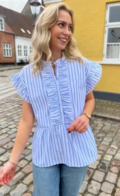 Say INA Copenhagen Top - Freya - White/Blue Striped