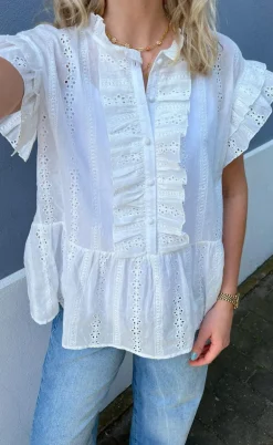 Say INA Copenhagen Top - Freya - White Broderie Anglaise