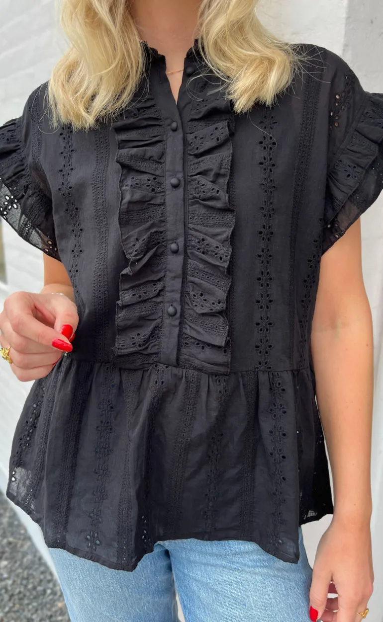Say INA Copenhagen Top - Freya - Black Broderie Anglaise