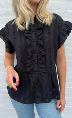 Say INA Copenhagen Top - Freya - Black Broderie Anglaise