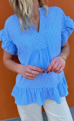 Say INA Copenhagen Top - Winnie - Blue Striped