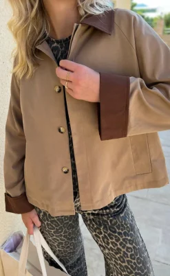 Say INA Copenhagen Trenchcoat / Jakke - Caroline Contrast - Camel / Brown