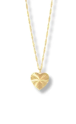 Smykkeli Copenhagen Halskæde - Textured Heart - Golden