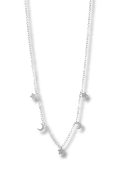 Smykkeli Copenhagen Halskæde - Porto Moon & Stars - Silver Colour