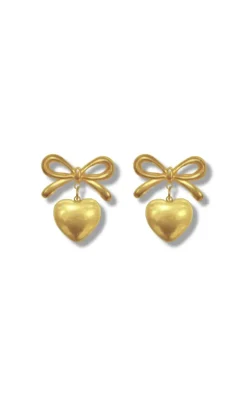 Smykkeli Copenhagen Øreringe - Heart Bow - Gold Colour
