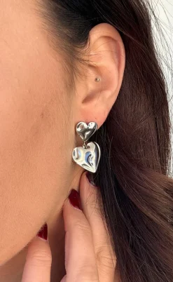 Smykkeli Copenhagen Øreringe - Odessa Heart - Silver Colour