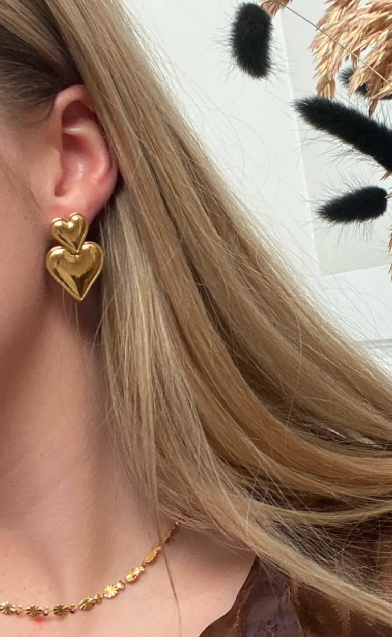 Smykkeli Copenhagen Øreringe - Marseille Heart - Gold Colour