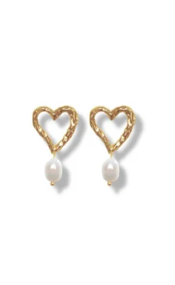 Smykkeli Copenhagen Øreringe - Bella Heart - Gold Colour