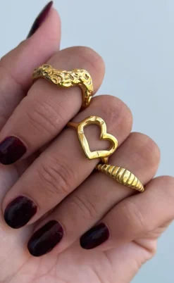 Smykkeli Copenhagen Ring - Twisted Crossaint Small - Golden Colour