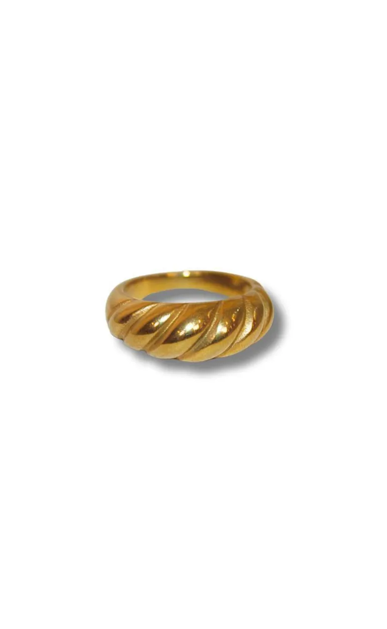 Smykkeli Copenhagen Ring - Twisted Crossaint Large - Golden Colour