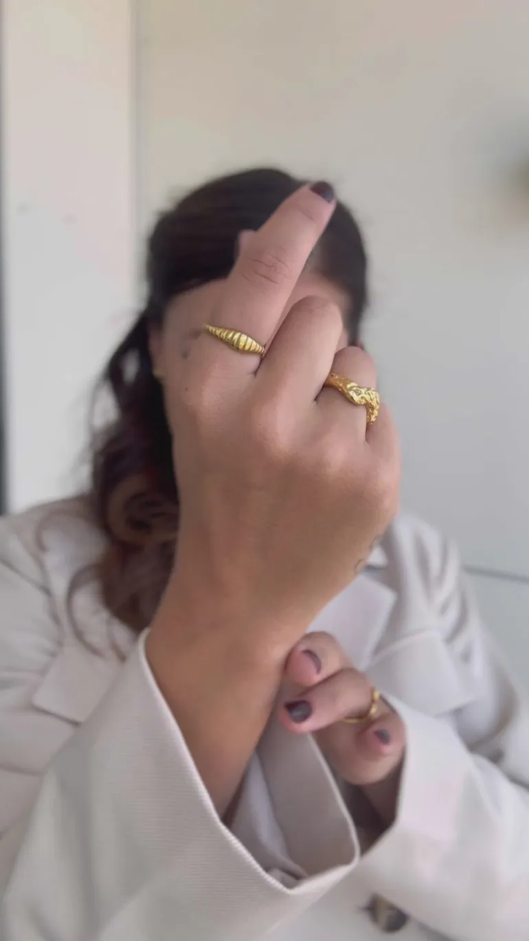 Smykkeli Copenhagen Ring - Twisted Crossaint Large - Golden Colour