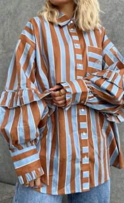 Stories From The Atelier Skjorte - Untitled - Brown/Light Blue