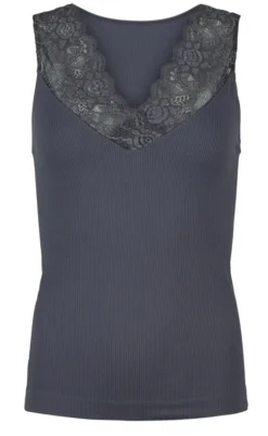 Tim & Simonsen Top - Belen V-Lace - Antracite (vendbar)