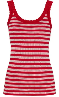 Tim & Simonsen Top - Isa Rib - Rosso/Bianco