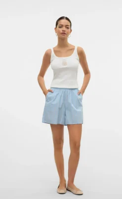 Vero Moda Shorts - Charlotte - Air Blue Cloud Dancer/Twill
